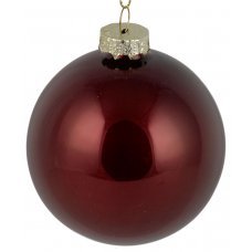 Χριστουγεννιάτικη Γυάλινη Μπάλα Βυσσινή Γυαλιστερή (10cm)